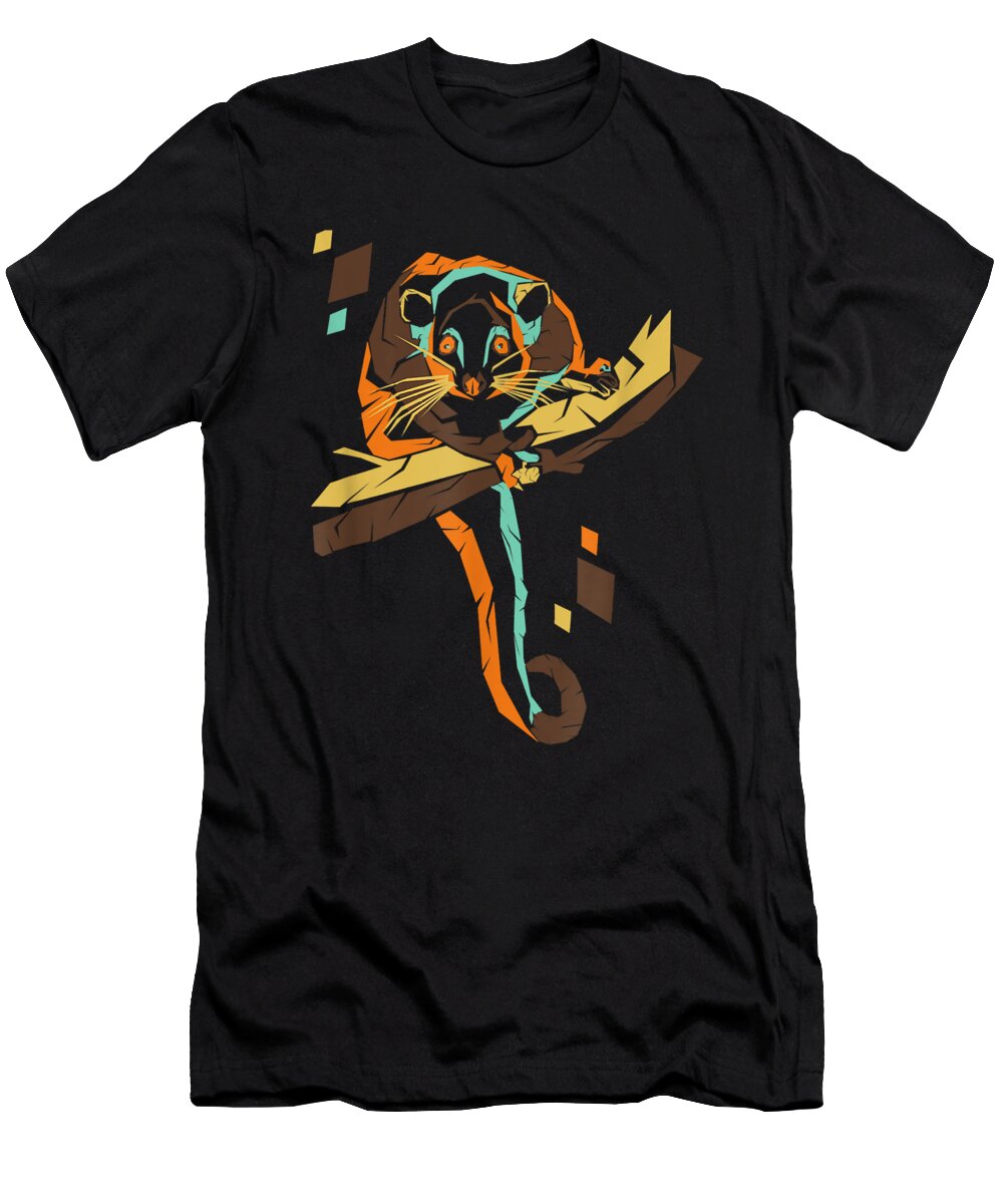 Colorful Lemur on Branch Mayson Tiffany T-Shirt