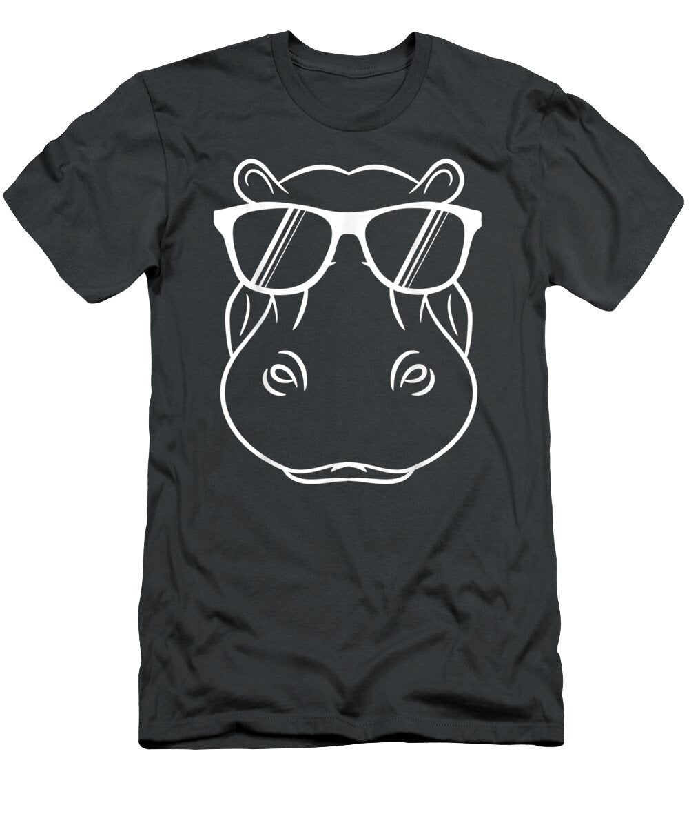 Cool Hippo Design Cute Hippopotamus Wunglass Doirea Hiza T-Shirt