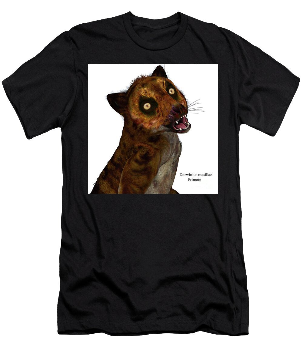 Darwinius Primate Head with Font Corey Ford T-Shirt