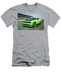 Green Dodge Challenger Srt Hellcat on Racetrack with Spectators John Kirkland T-Shirt