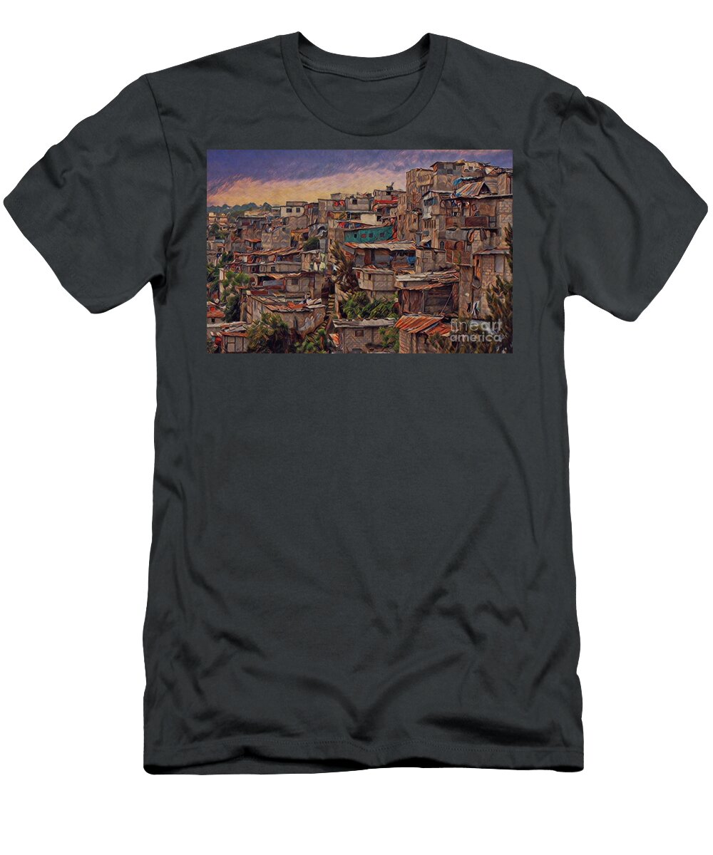 Guatemala City Slum Artistic Illustration Old and Chaotic Style Franco Brazz T-Shirt