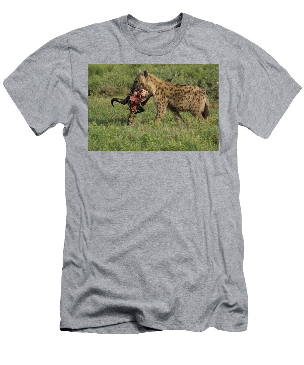 Hyena Carries Off Its Wildebeest Trophy Rolf Jacobson T-Shirt