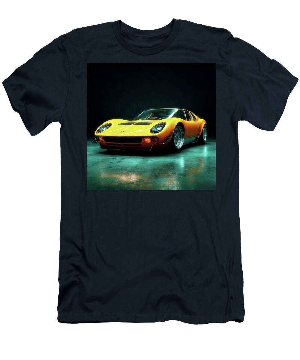 Vintage Yellow Lamborghini Miura Esoterica Art Agency T-Shirt